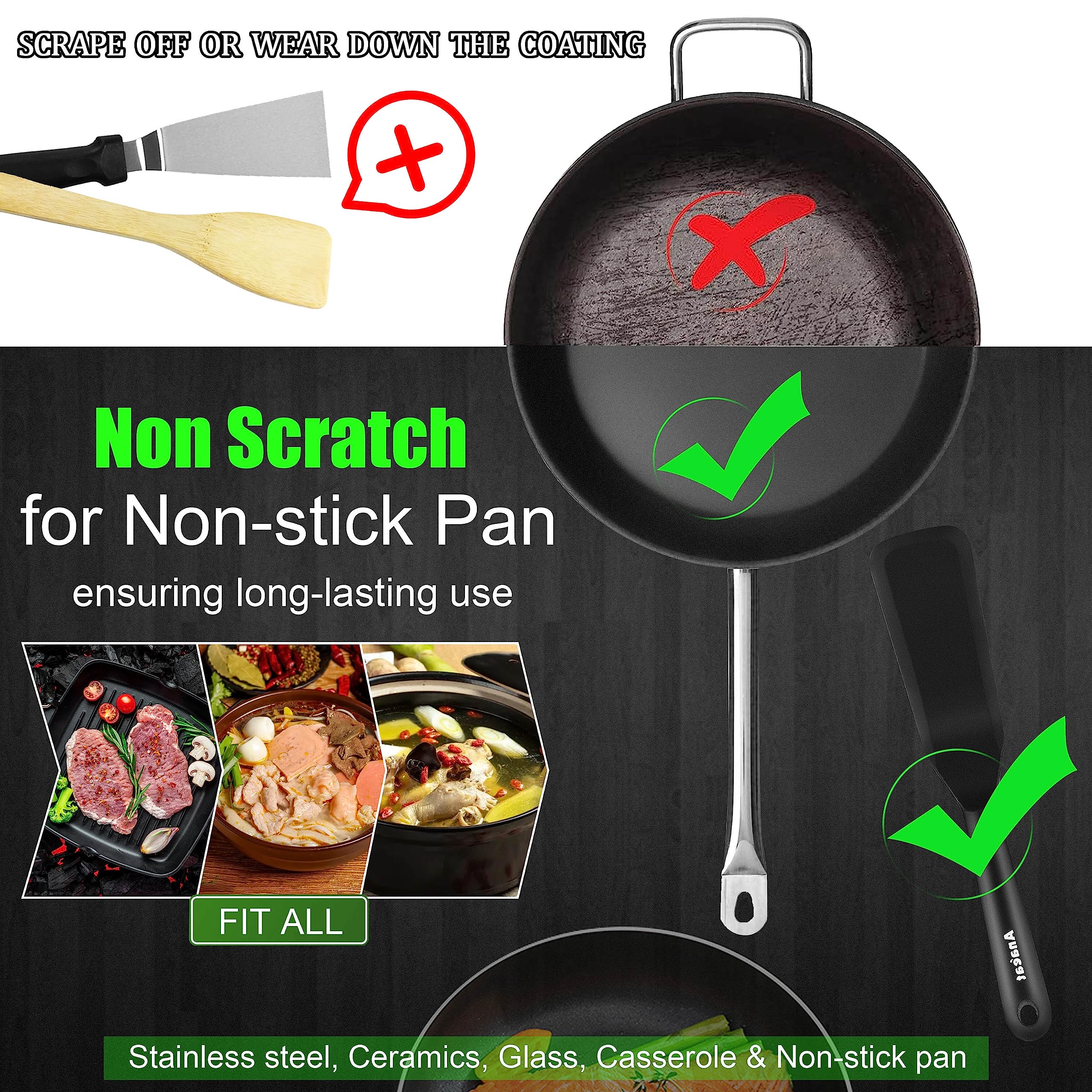 Anaeat nonstick-surface safe spatula protects cookware while lifting