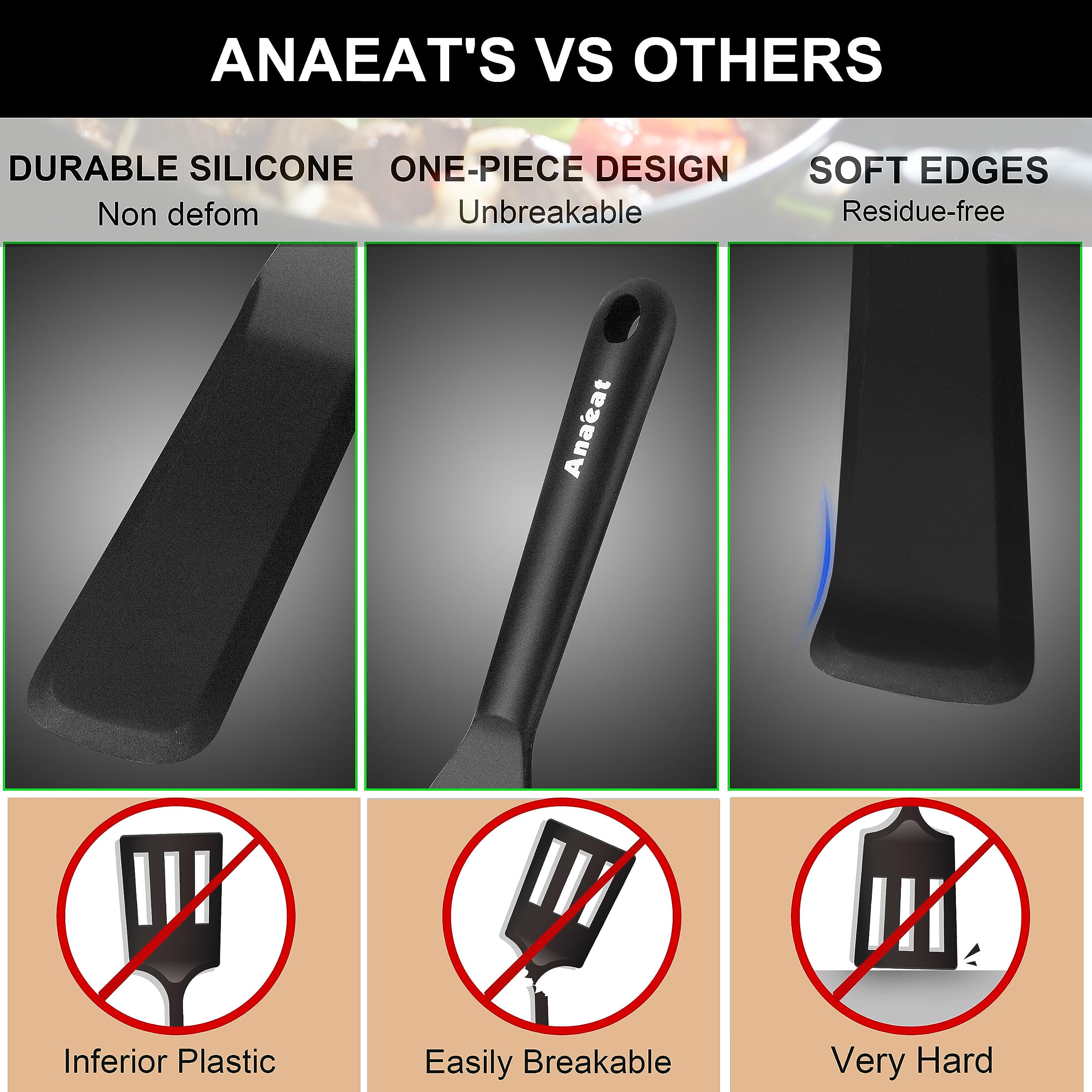 Anaeat seamless dishwasher-safe spatula cleans quickly after use