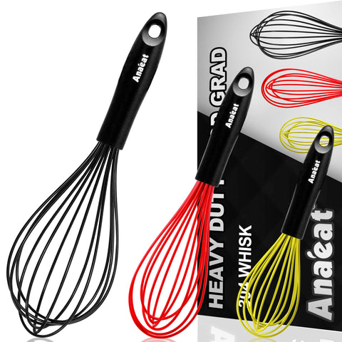 Anaeat silicone balloon whisk 9-inch: smooth mixing in non-stick bowls.