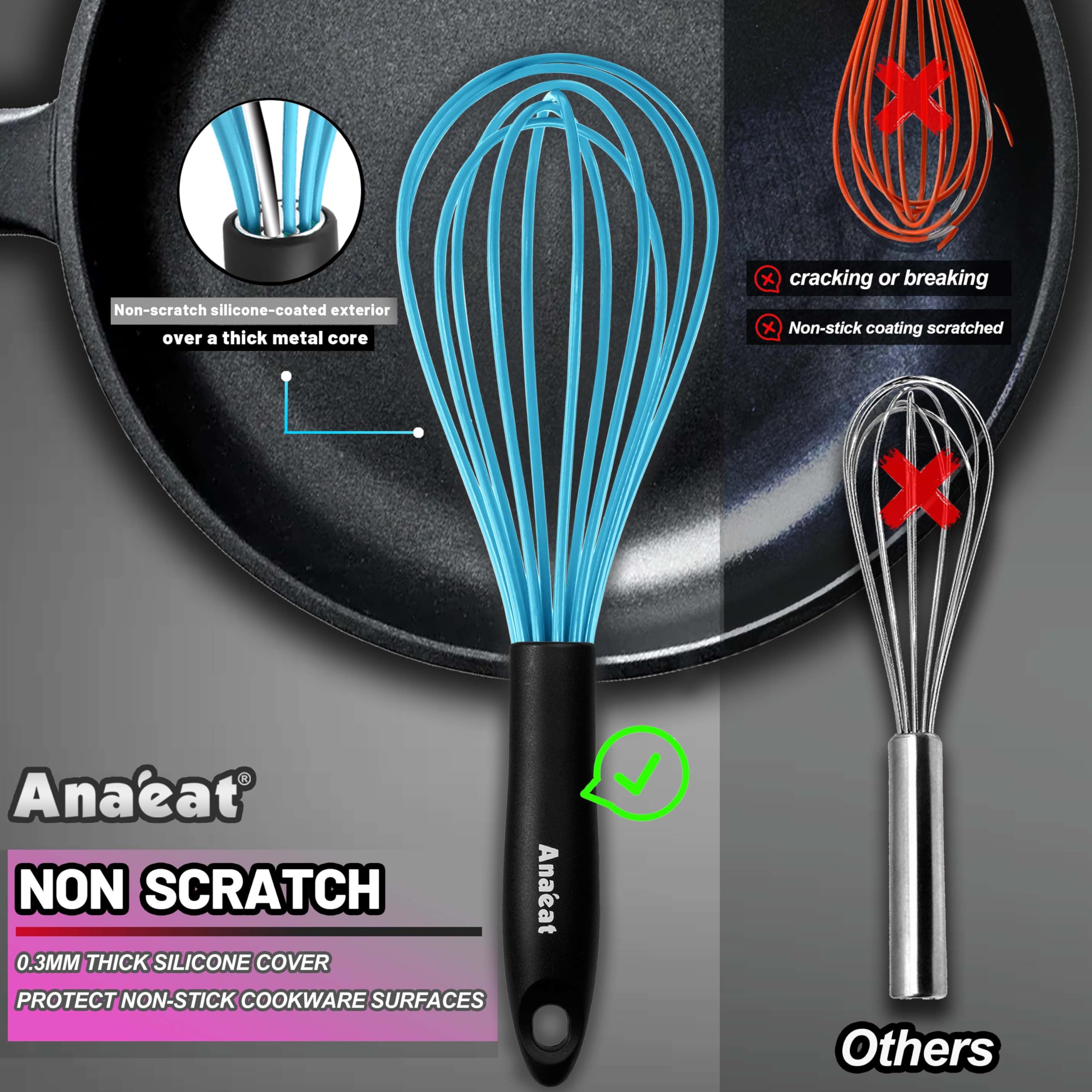 Anaeat whisk is dishwasher safe for easy cleanup