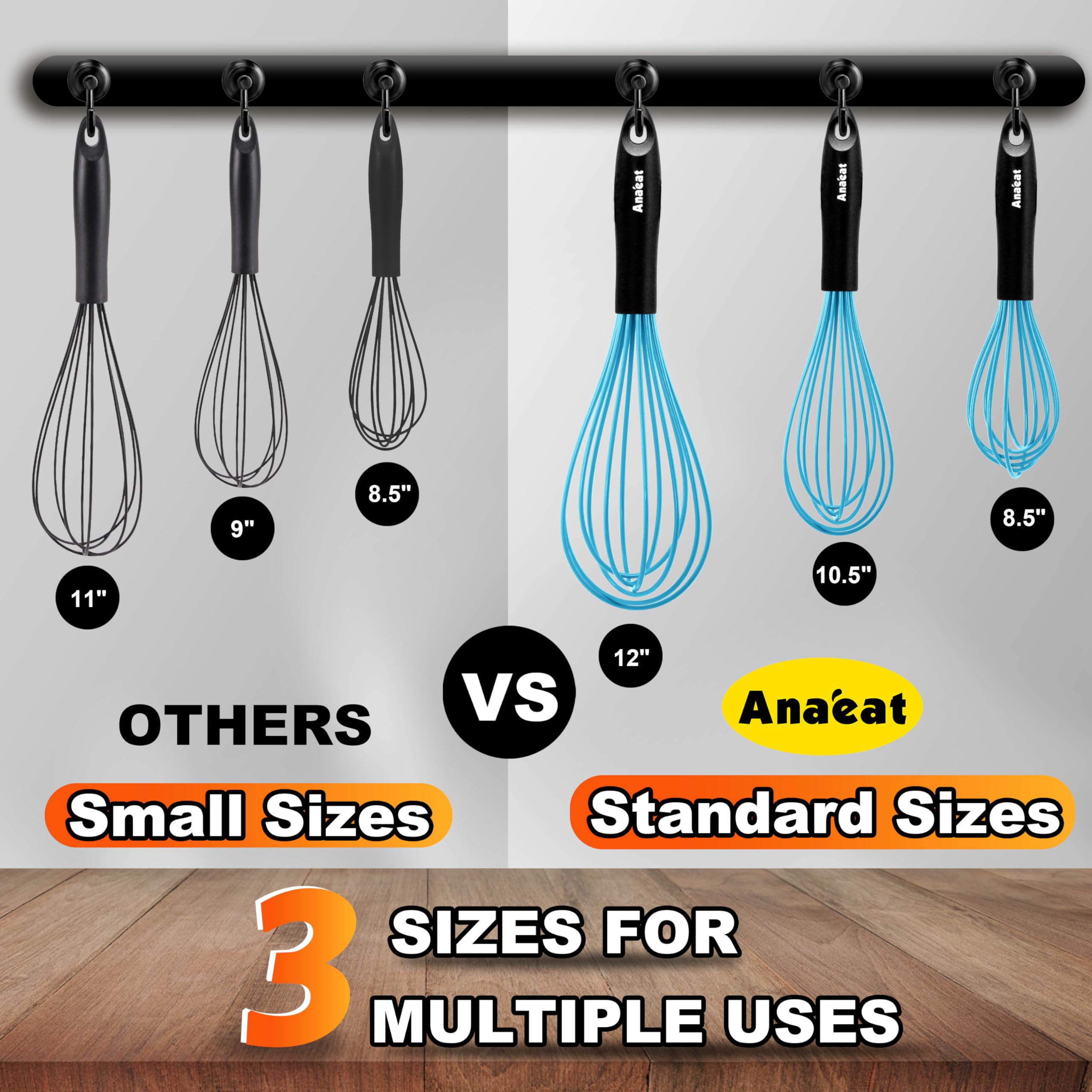 Anaeat whisk beats eggs and milk to smooth textures