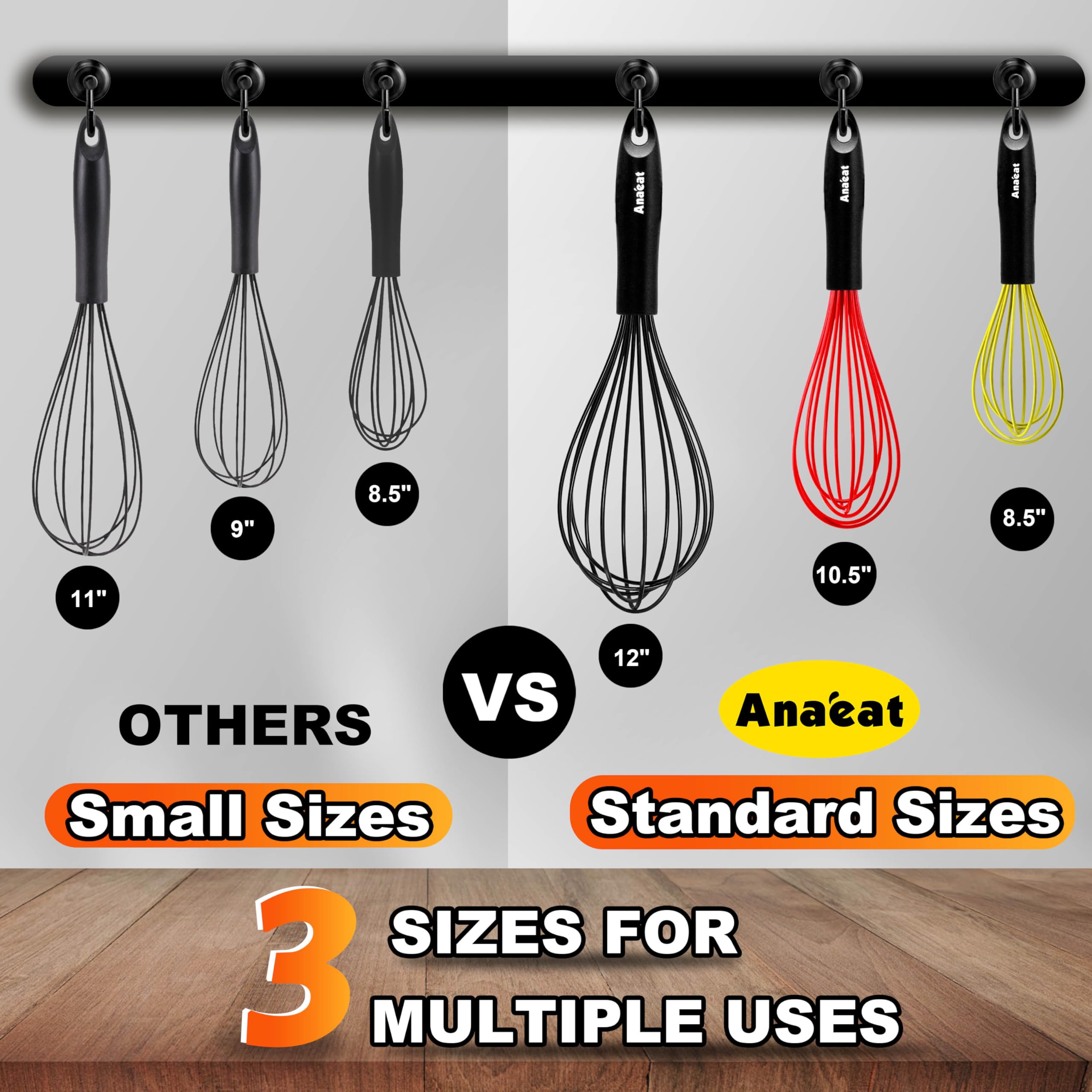 Dishwasher safe Anaeat balloon whisk for easy cleanup.