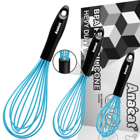 Anaeat silicone balloon whisk protects nonstick cookware during mixing