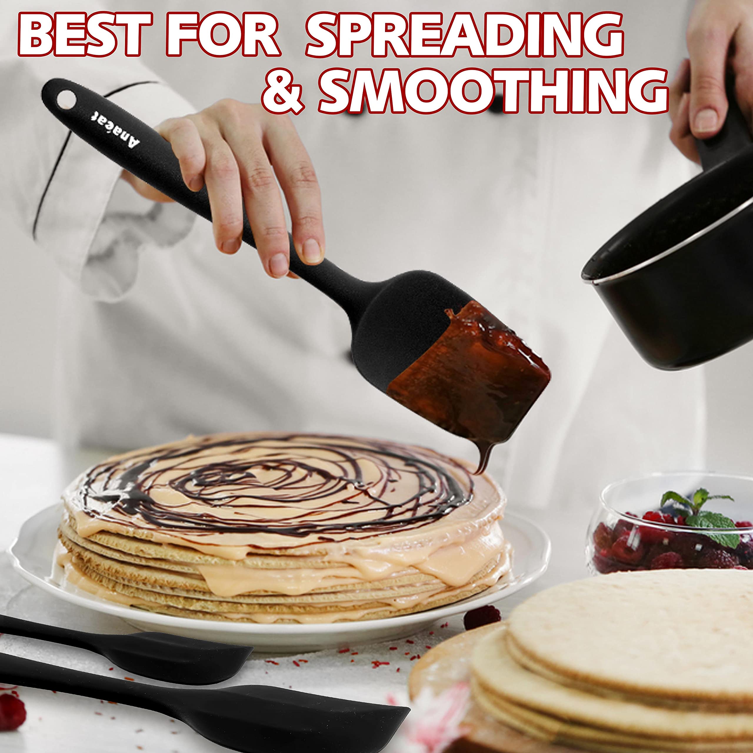Anaeat silicone spatula set-5 lifting cookies from the baking sheet.