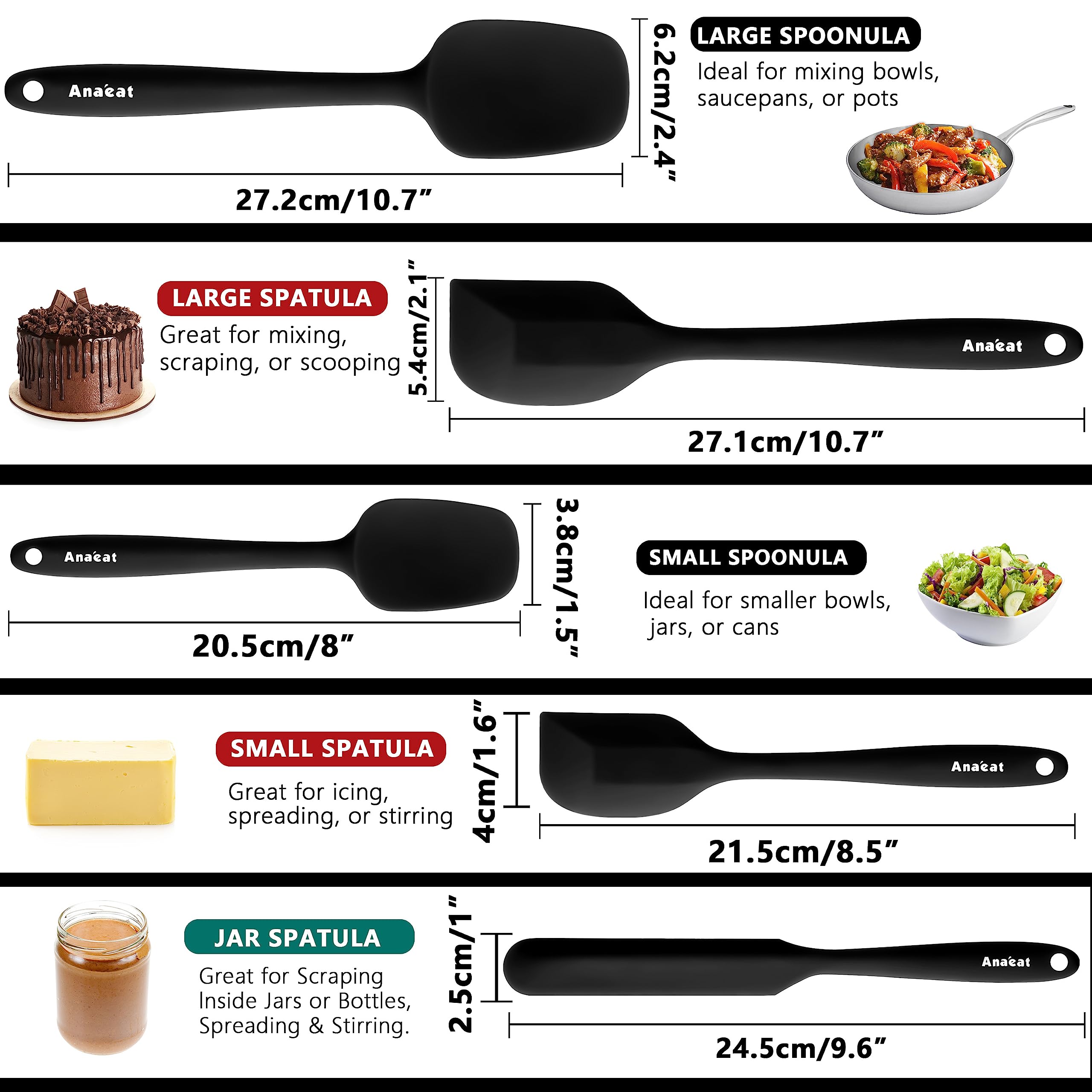 Anaeat silicone spatula set-5 spreading frosting evenly.