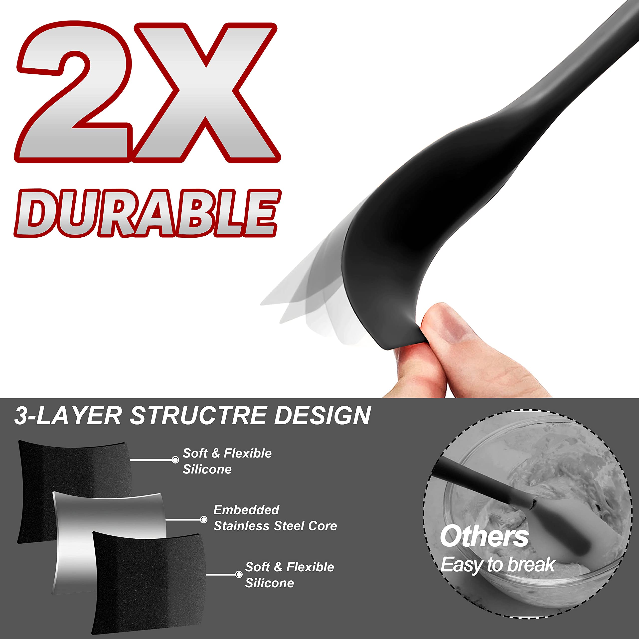 Anaeat silicone spatula set-5 scraping ingredients from a jar.