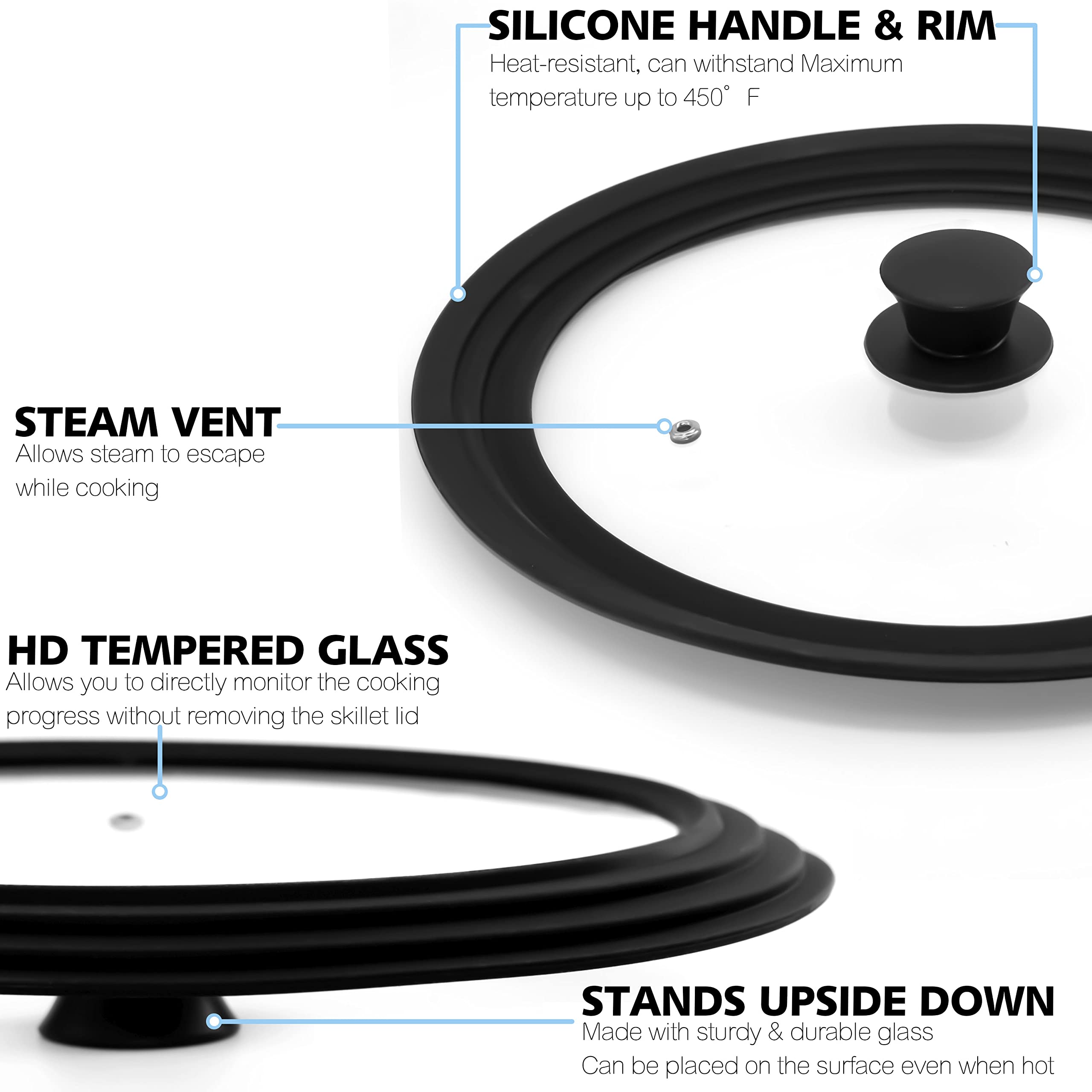Anaeat lid features an easy-to-lift knob for safe handling