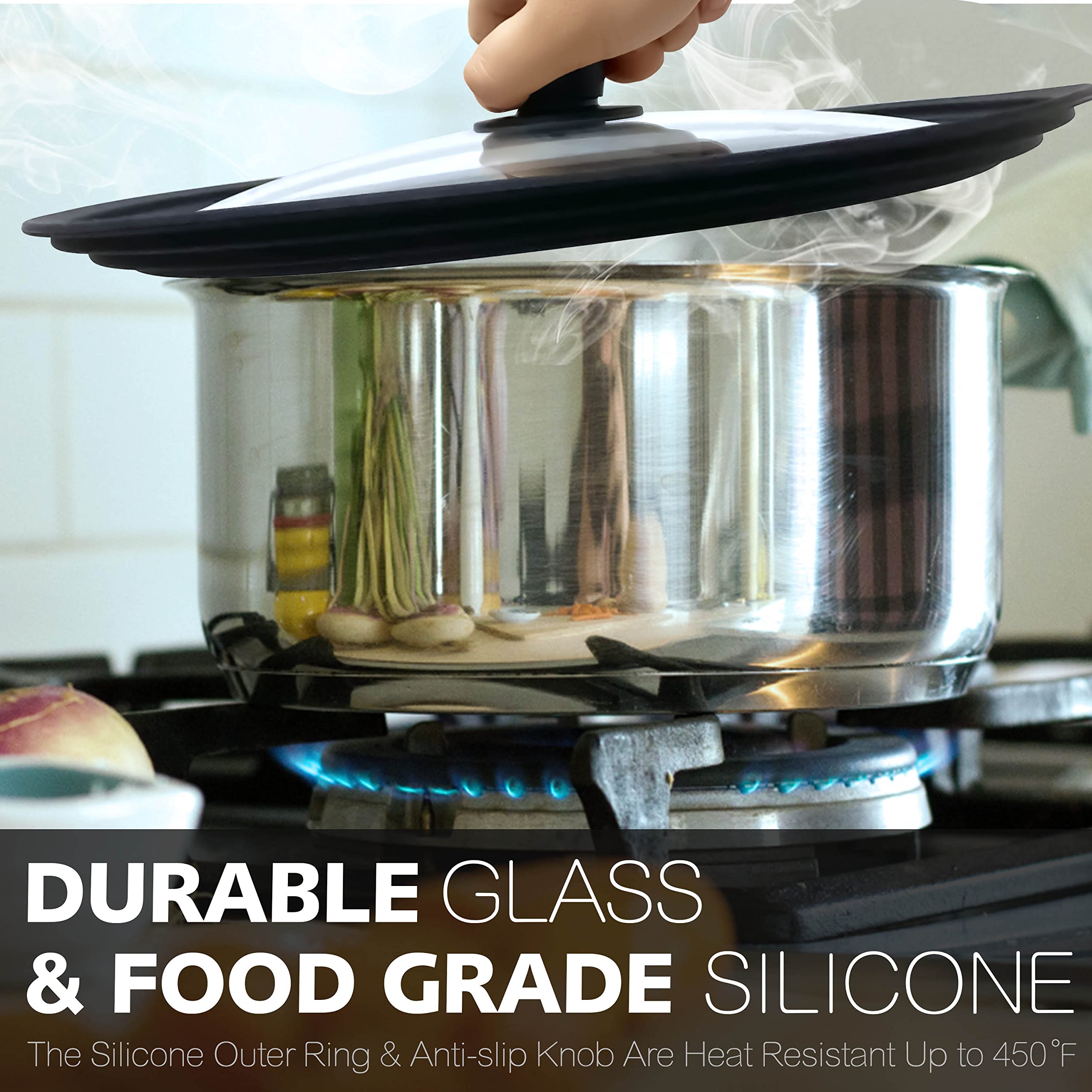Anaeat tempered glass lid emphasizes durability and vented design for high-heat use