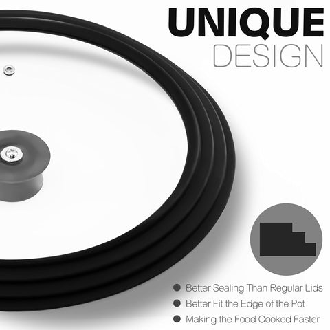 Anaeat lid fits 9.5, 10, and 11-inch cookware for versatile use