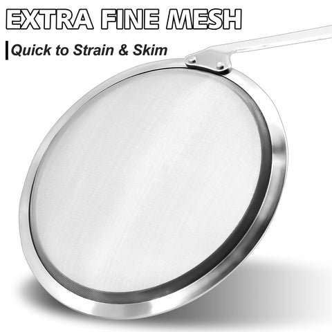Anaeat skimmer features ergonomic long handle for reduced splashes.