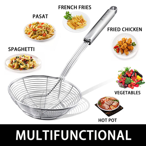 Anaeat skimmer with hanging hook keeps utensil accessible