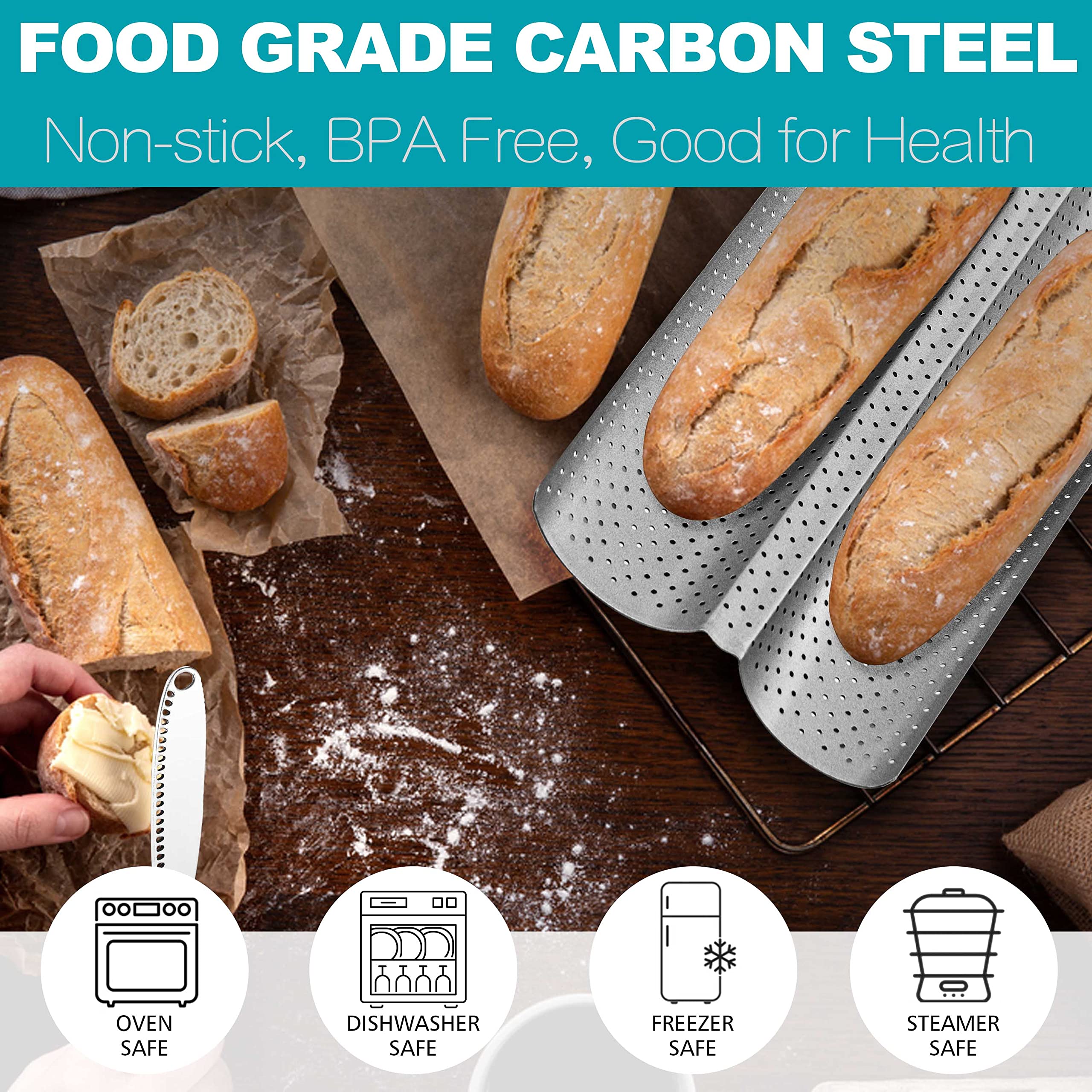Anaeat two-loaves baguette pan enables home bakers to bake more efficiently.