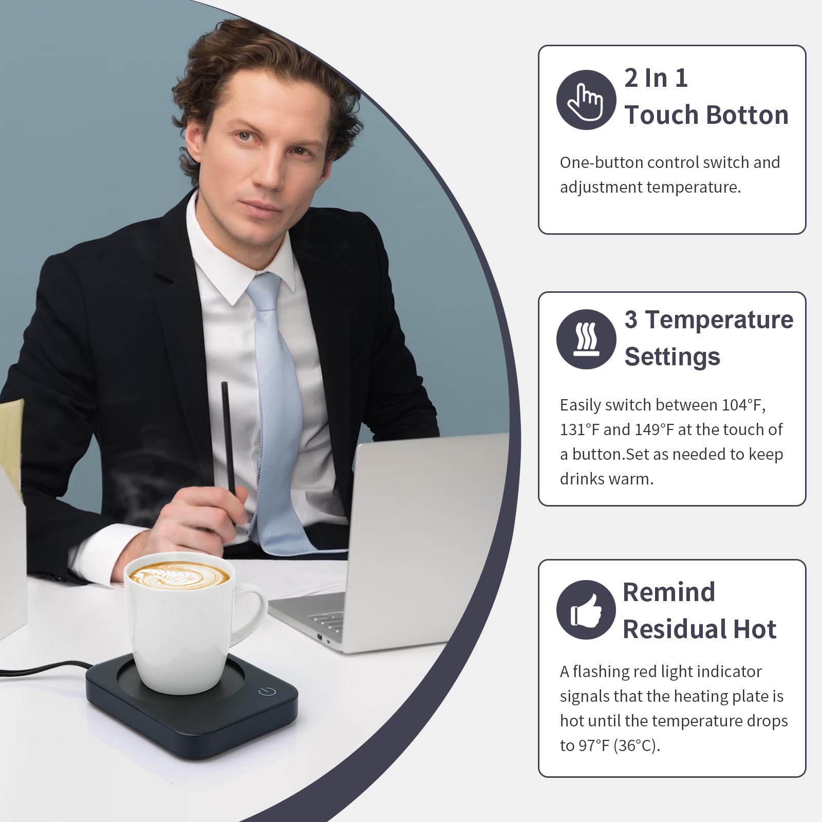 Anbanglin mug warmer auto shuts off after four hours for safe daily use
