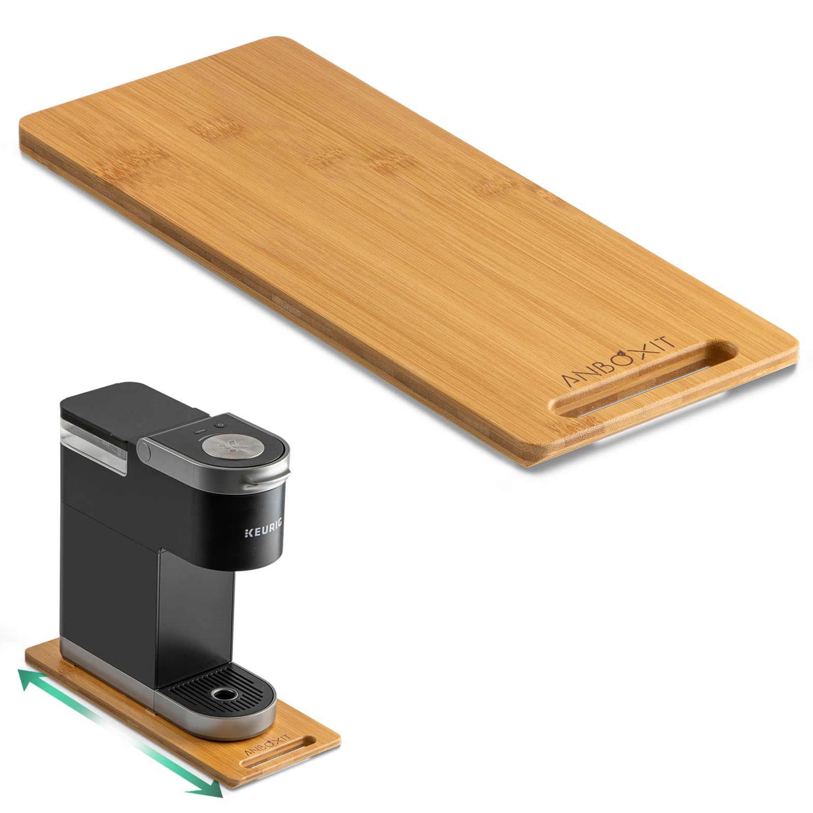 ANBOXIT bamboo appliance slider in deep large aids smooth, quiet movement of a coffee maker on the counter