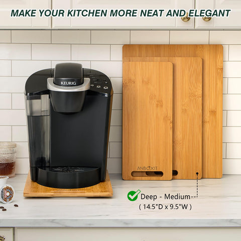 ANBOXIT Bamboo Appliance Slider features silent rubber wheels for smooth motion