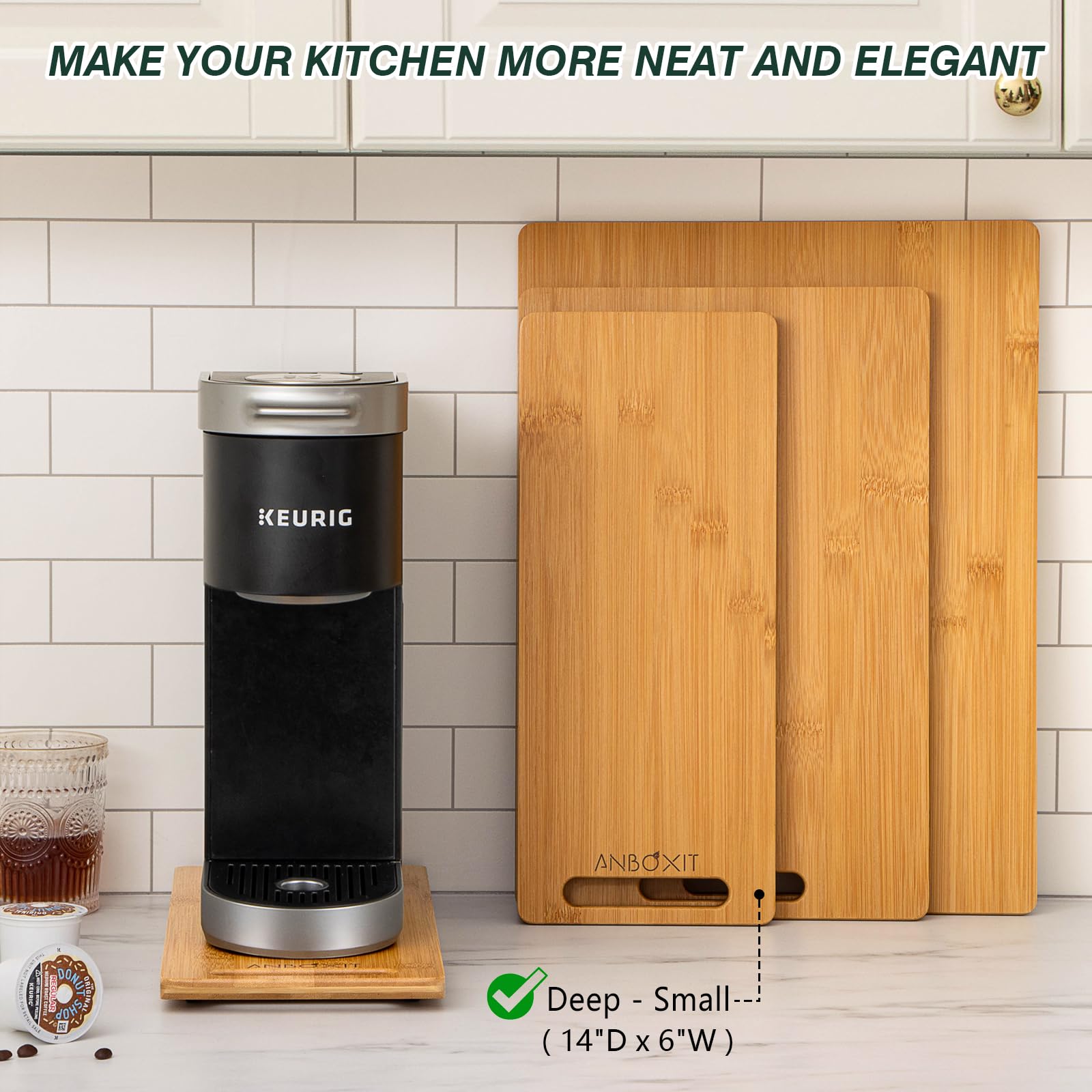 ANBOXIT bamboo appliance slider wide large accommodates 6-quart instant pots with silent wheels