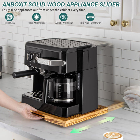 ANBOXIT coffee maker slider on counter demonstrates smooth, no-scratch operation.