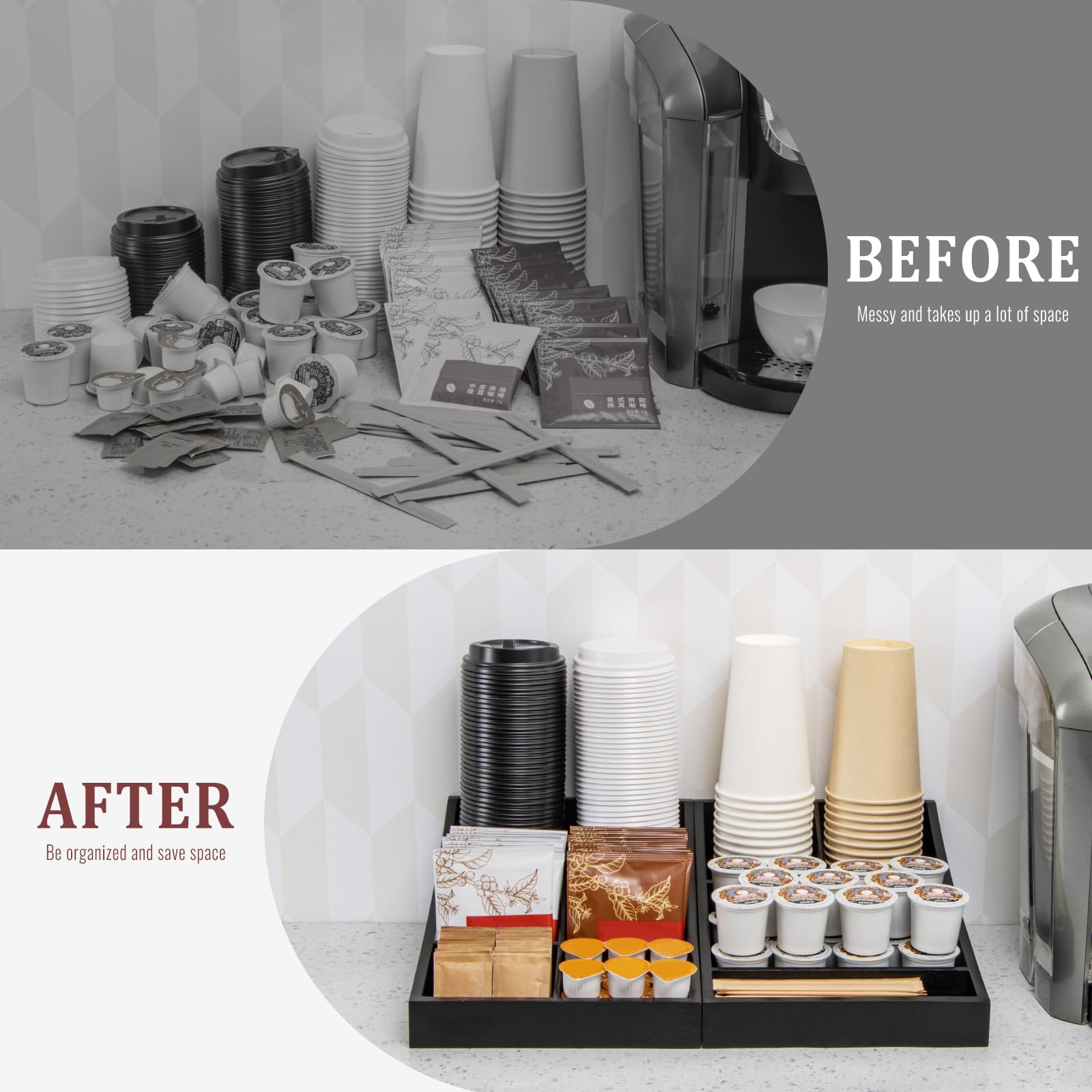 ANBOXIT Coffee Station Organizer with spacious central compartment for mugs and accessories