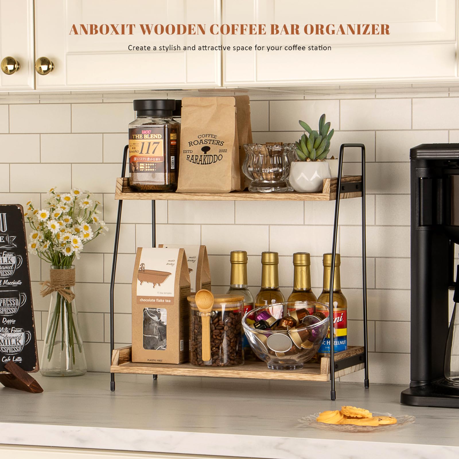 ANBOXIT condiment storage caddy keeps syrups and spoons neatly accessible