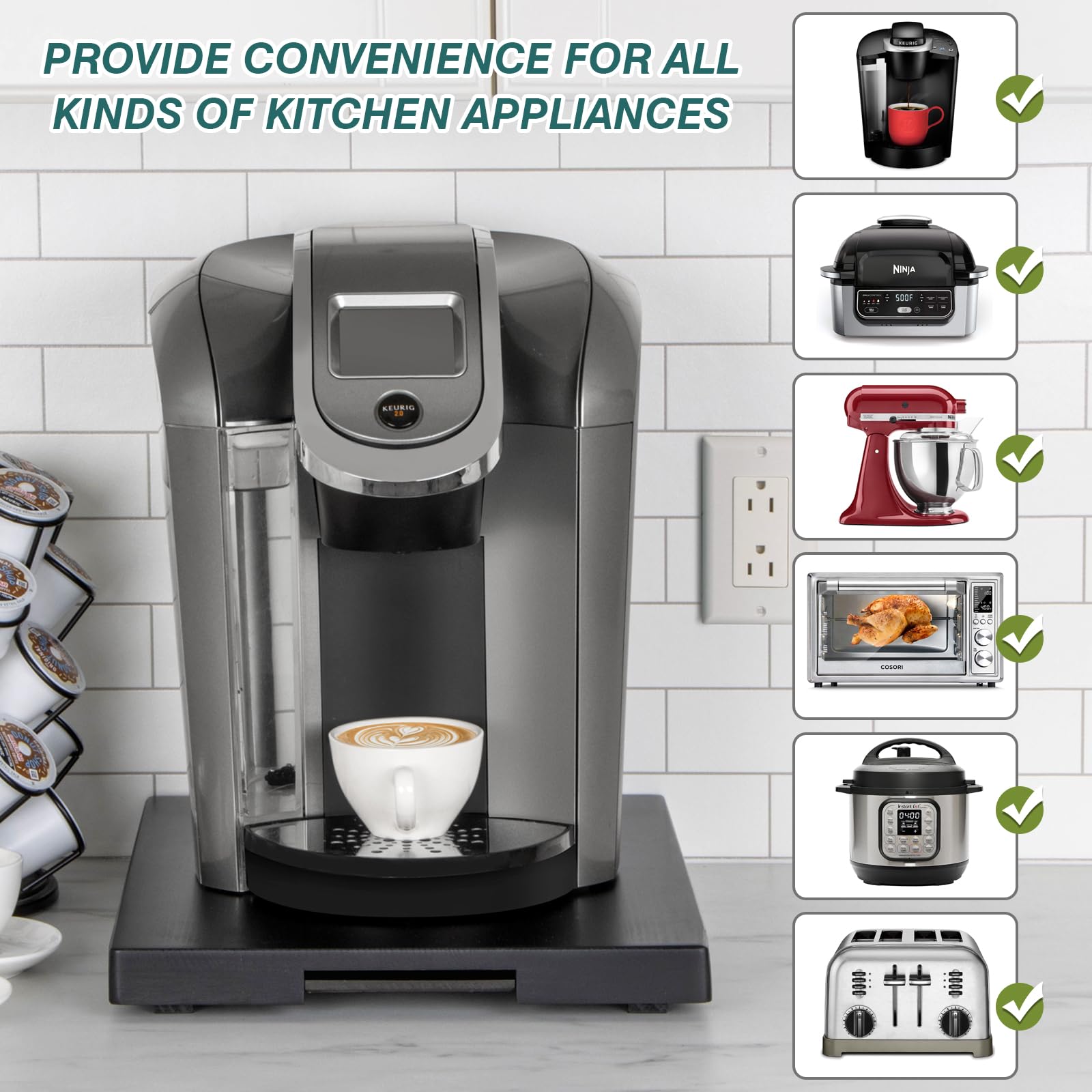 ANBOXIT solid pine tray supports up to 80 pounds of appliances