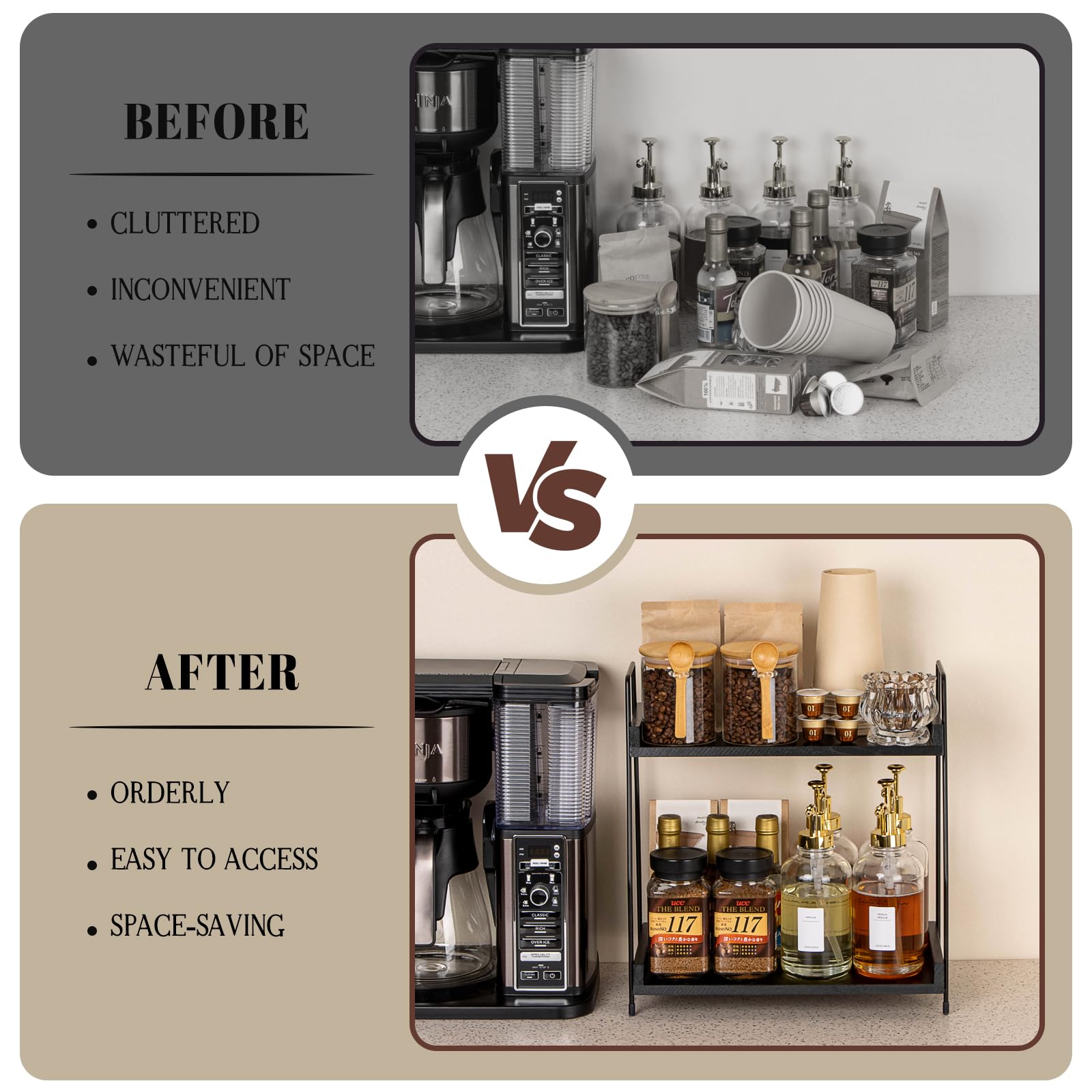 ANBOXIT space-saving coffee organizer designed for small kitchens and offices.