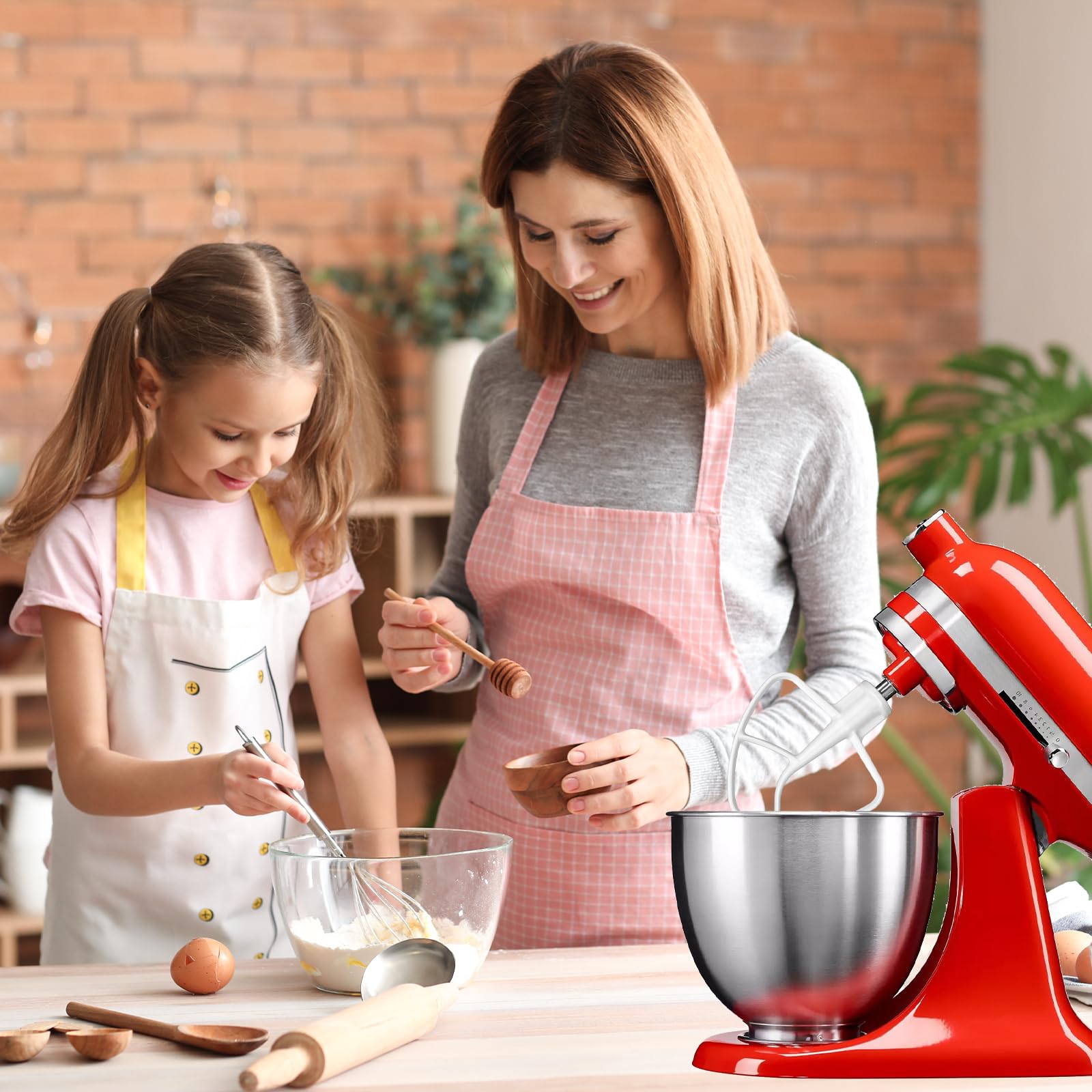 Ancable K45B coated beater in use with a KitchenAid mixer for smooth batter