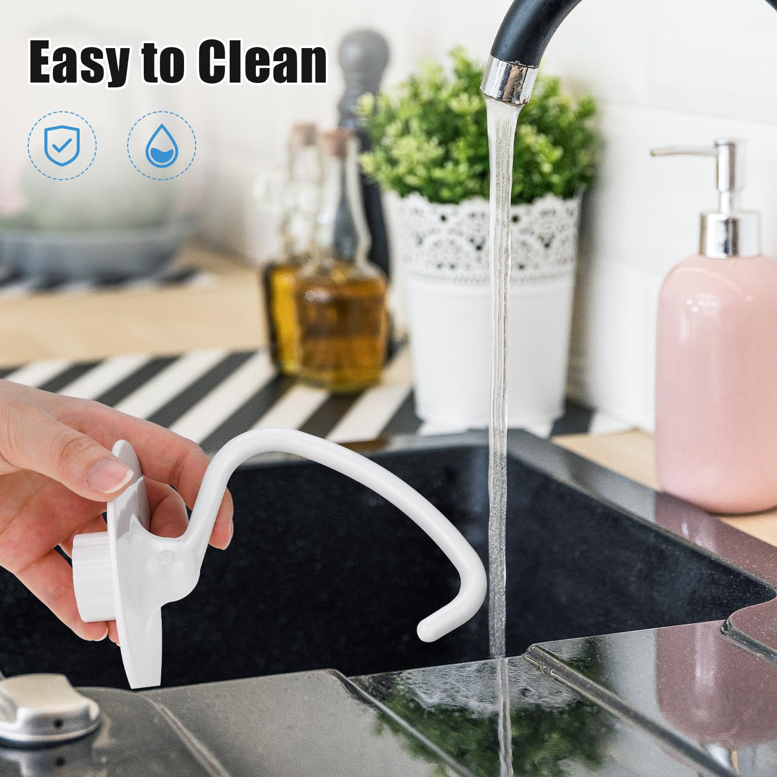 Ancable K45DH dough hook easy-clean design, dishwasher-safe.