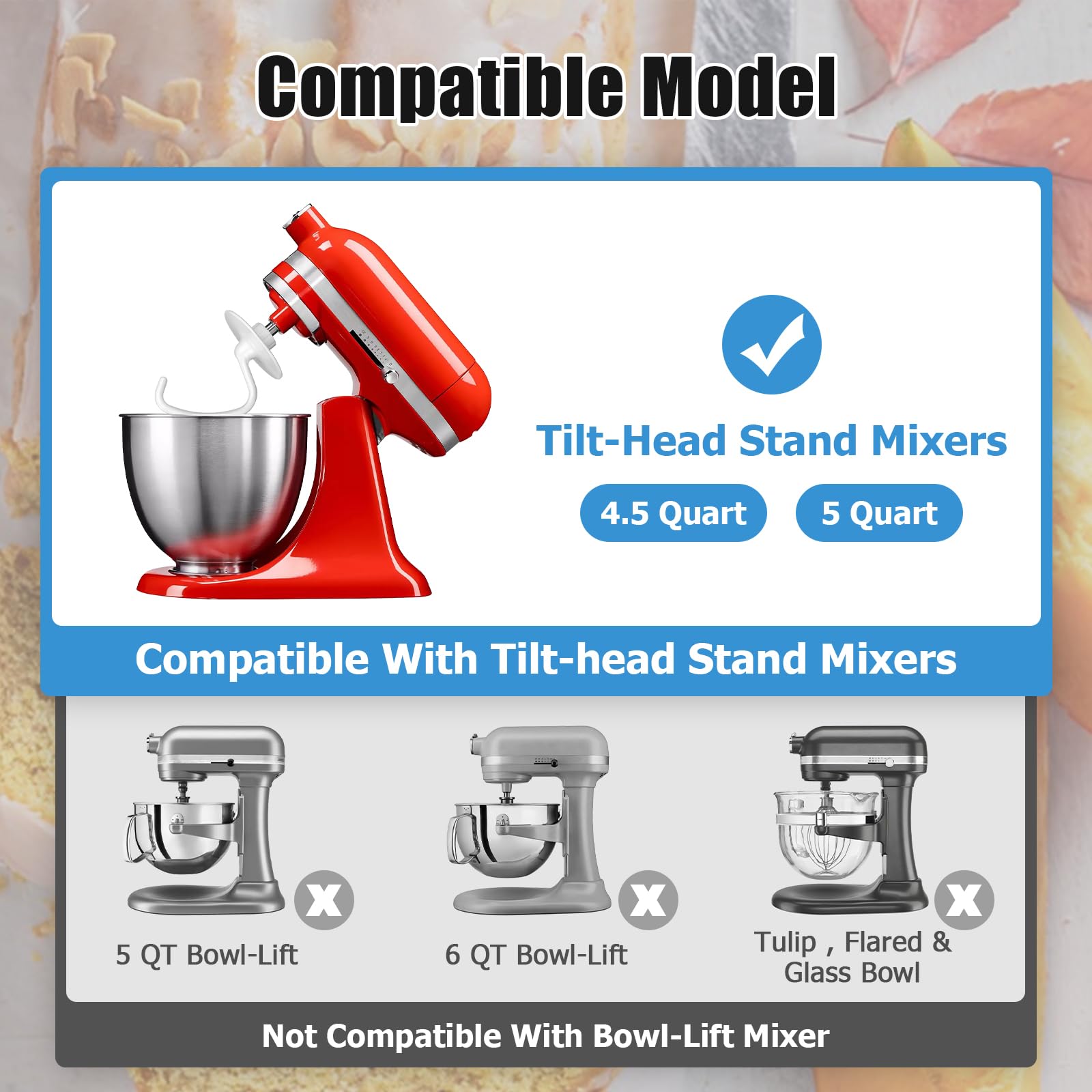 Ancable K45DH dough hook metal coating, food-grade for safe kitchen use.