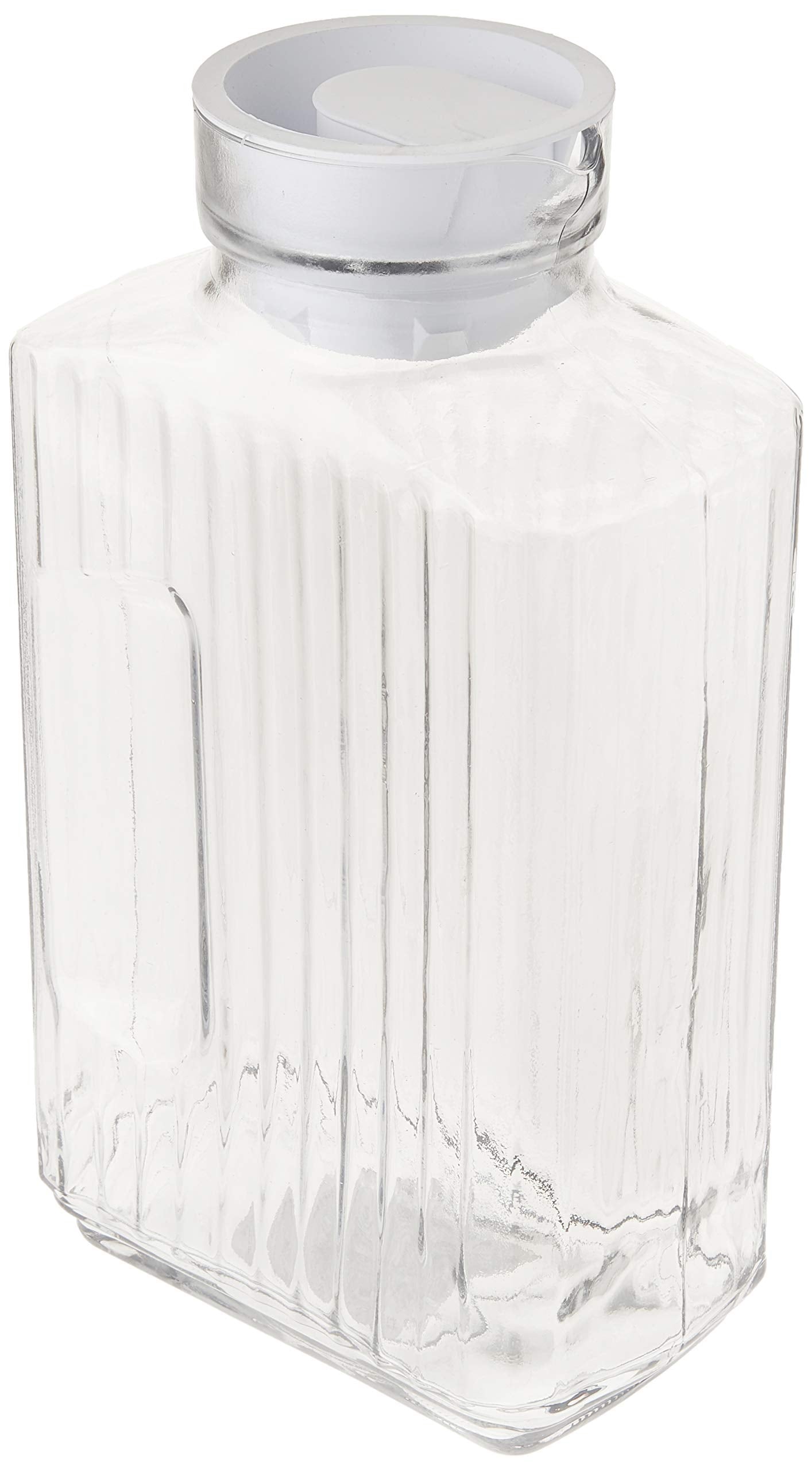 Anchor Hocking Bistro Pitcher with pour spout and clear glass for easy content checks.