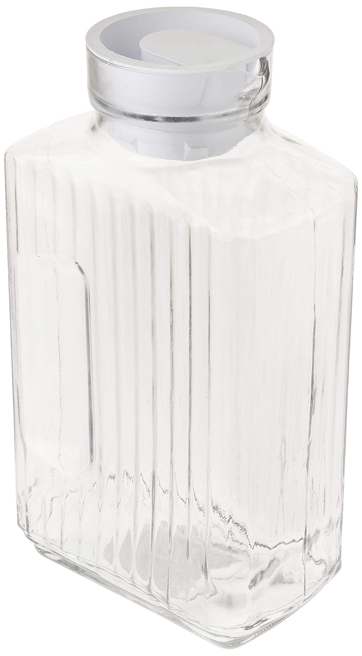 Anchor Hocking Bistro Pitcher with pour spout and clear glass for easy content checks.