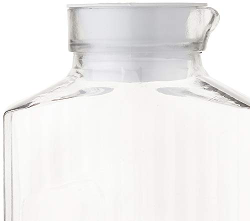 Anchor Hocking Bistro Pitcher with white stopper to prevent spills during serving.