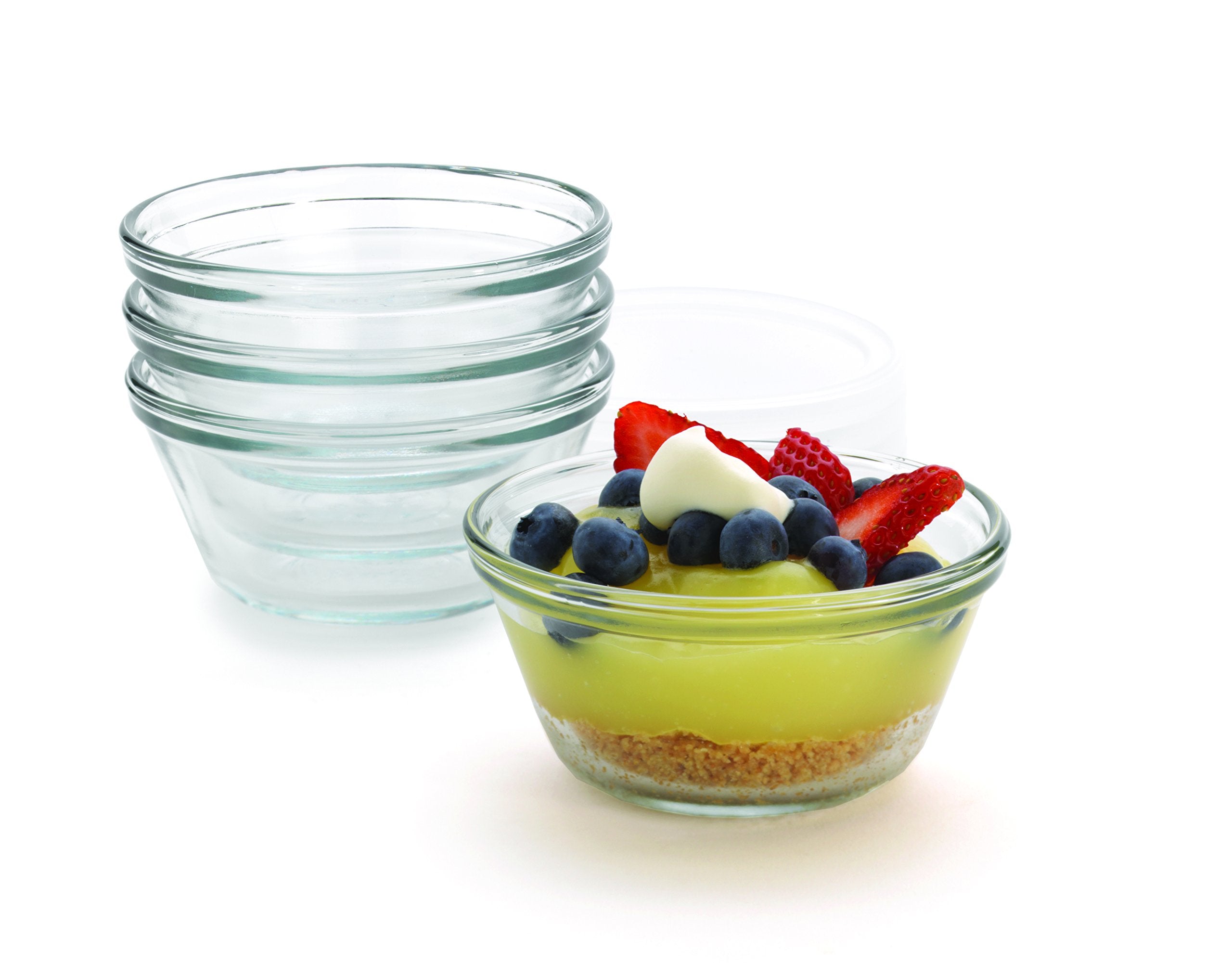 Anchor Hocking custard cups in oven and microwave, versatile heat-safe glass.