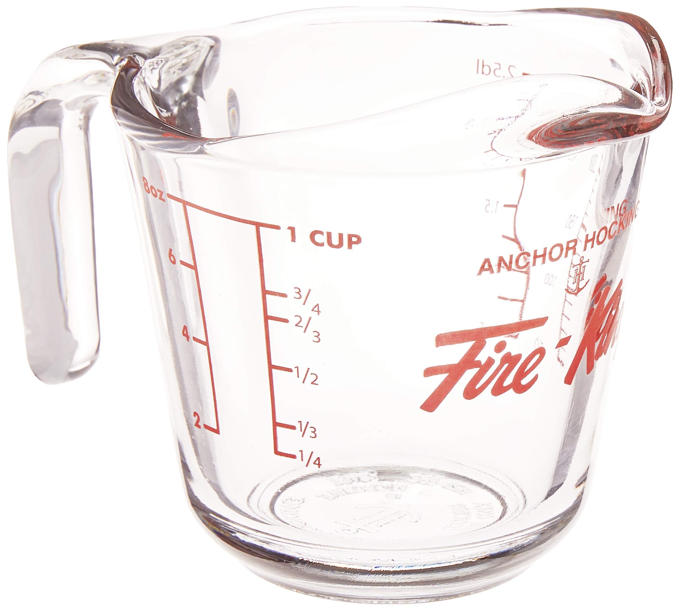 Anchor Hocking Fire-King 1-Cup measuring cup in clear glass for precise liquid measurements