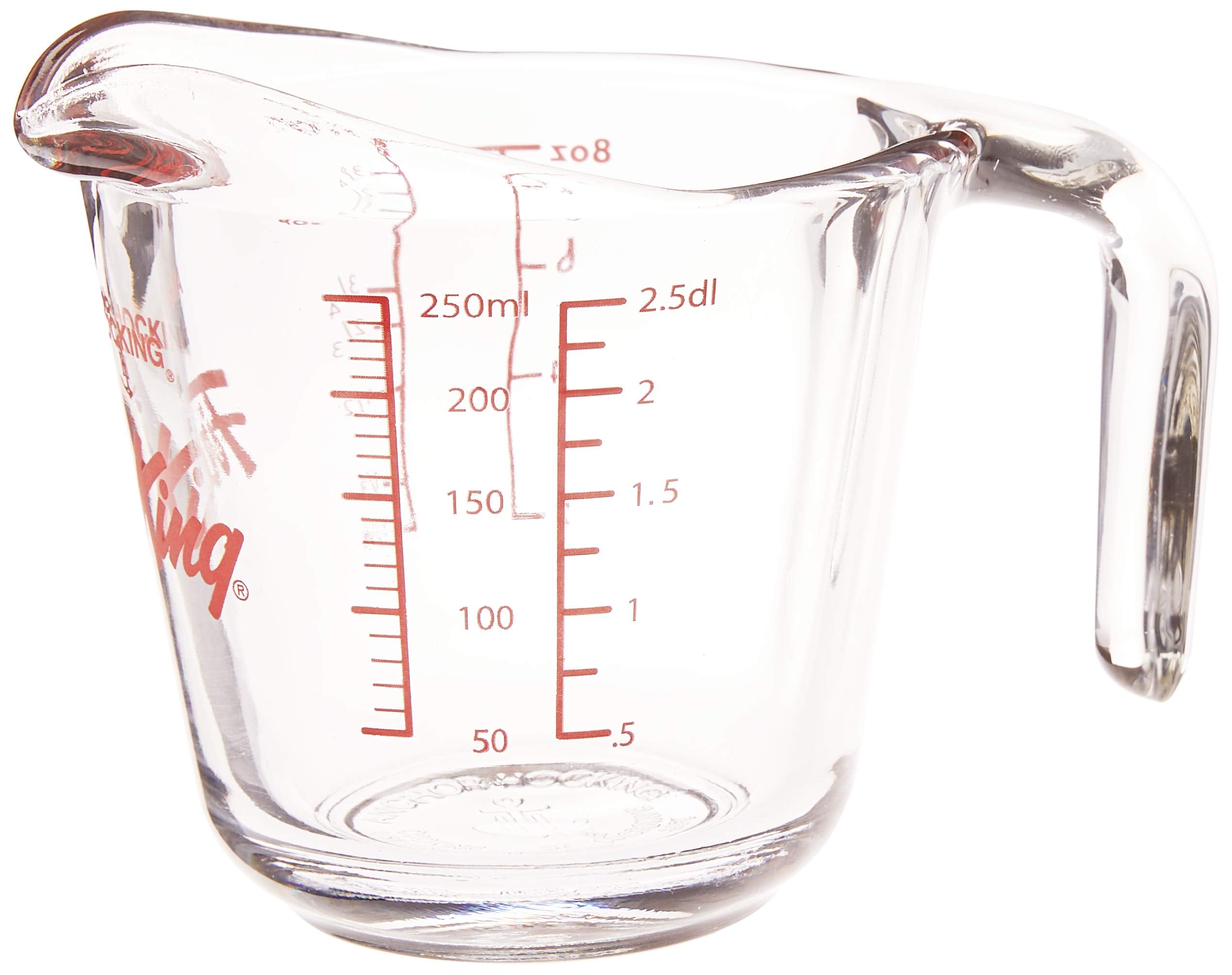 Anchor Hocking Fire-King 1-Cup measuring cup showing oven-safe feature for versatile cooking