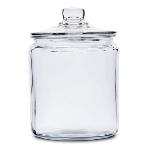 Anchor Hocking Heritage Hill canister with lid; clear view of contents for pantry storage