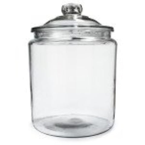 Anchor Hocking Heritage Hill jar holding cookies; showcasing clear view