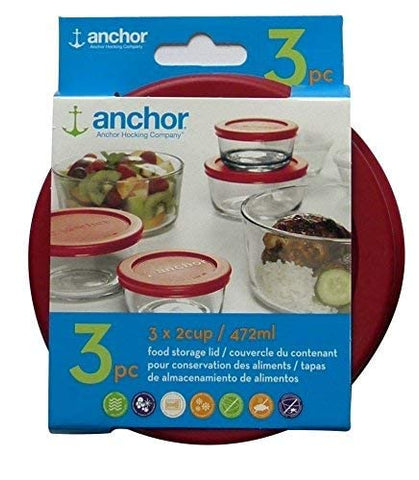 Anchor Hocking red round lids for quick container identification