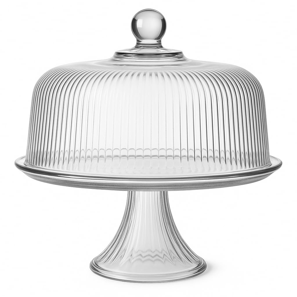 Anchor Hocking Monaco cake plate with clear glass for elegant display.