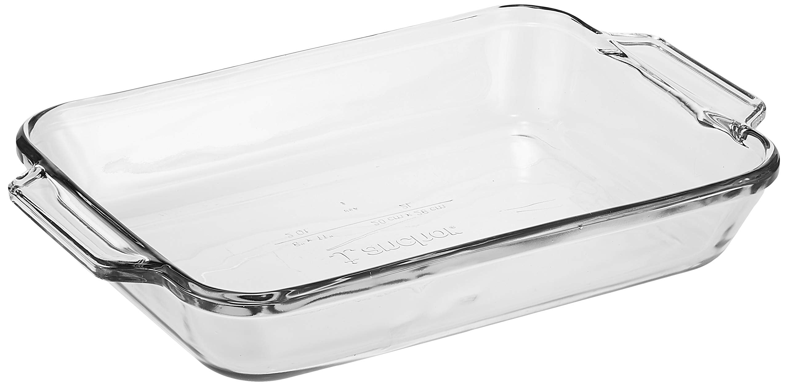 Anchor Hocking Oven Basics glass baking dish, side view, durable for daily use.