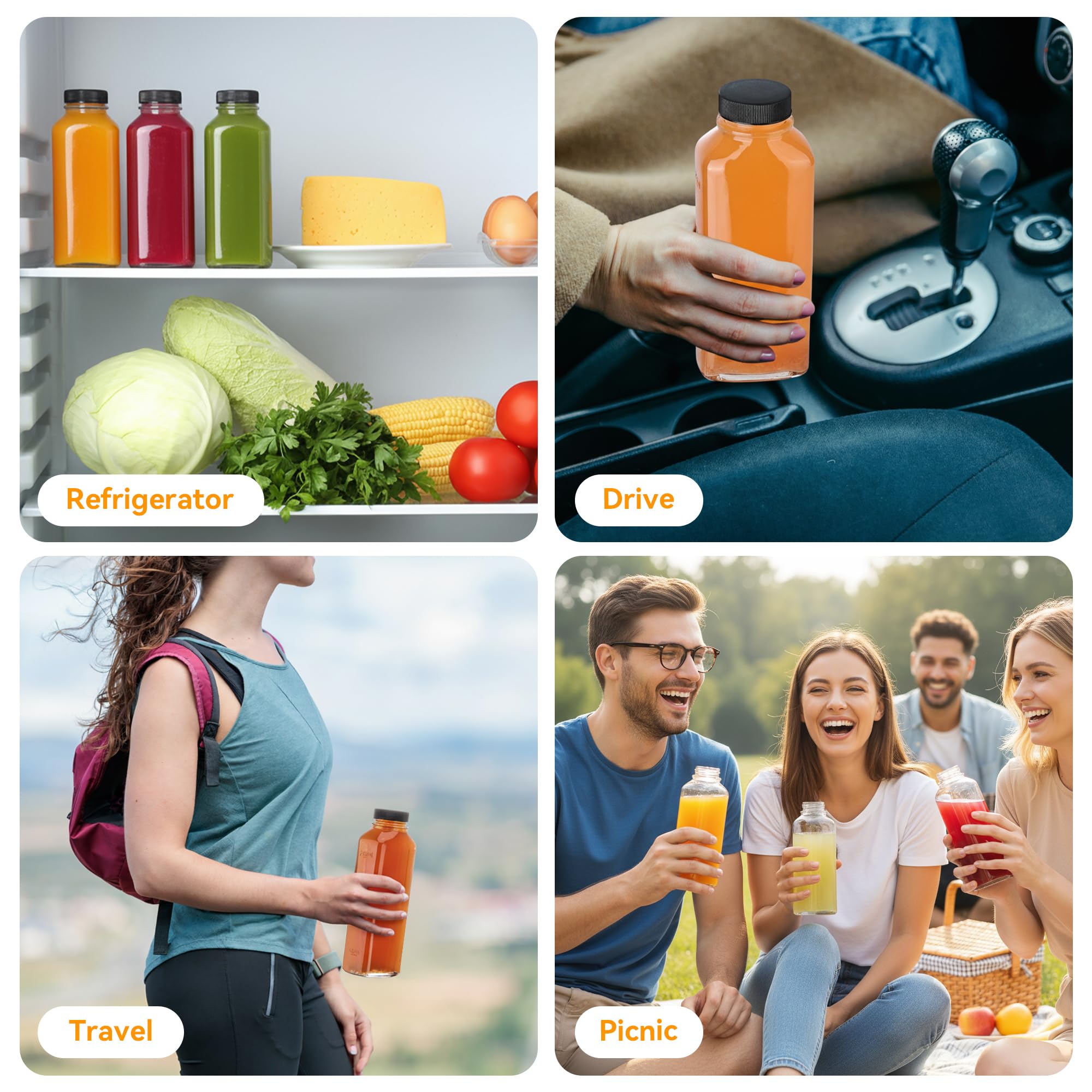 Andemi bottles suitable for kombucha and smoothies in glass
