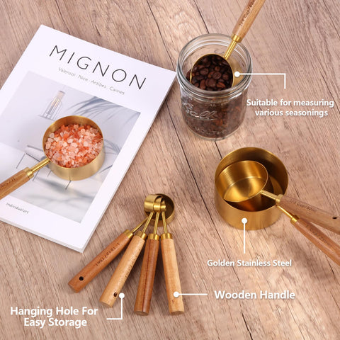 Andgeloo quarter cup with wood grip for precise seasoning and small batches