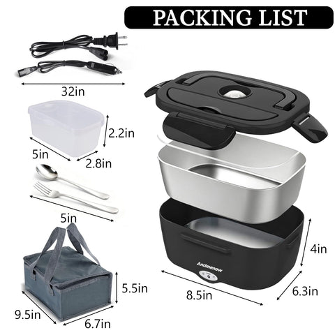 Andmenow dual plug enables use in car or office for convenient reheating anywhere.