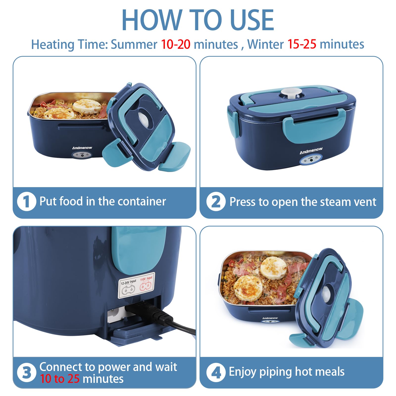Andmenow office setup shows 110V option for desk-side hot meals.
