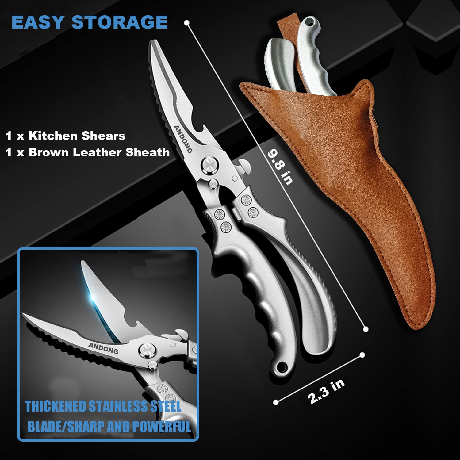 Andong multi-purpose kitchen shears suitable for fish, crab, and vegetables