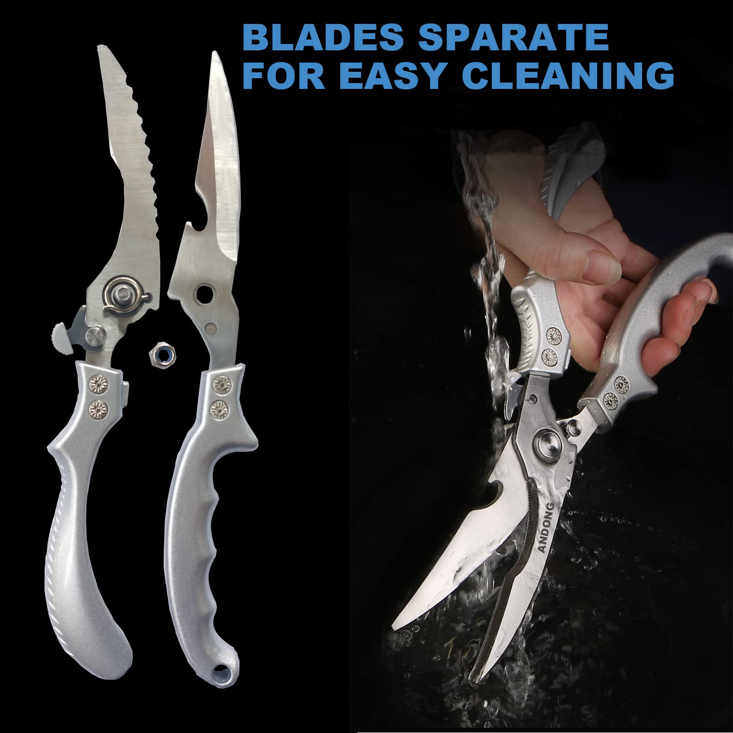 Andong spring-loaded poultry shears designed for bone cutting tasks