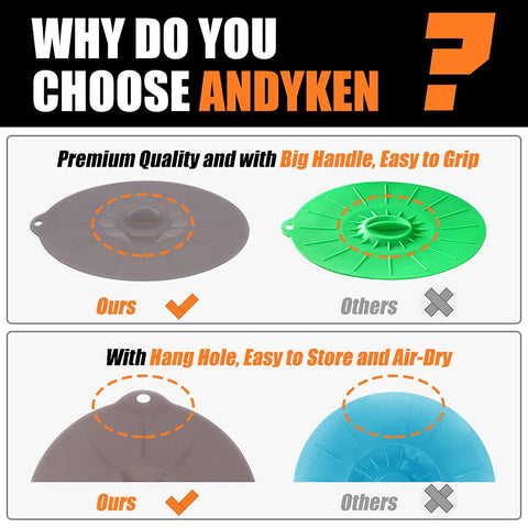 ANDYKEN silicone lid 6-inch fitting a medium bowl securely