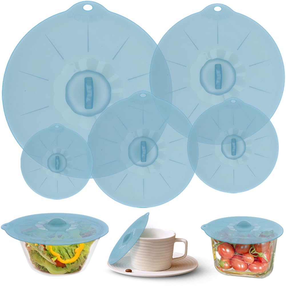 ANDYKEN silicone bowl cover on a 4-inch bowl prevents splatters during microwaving.