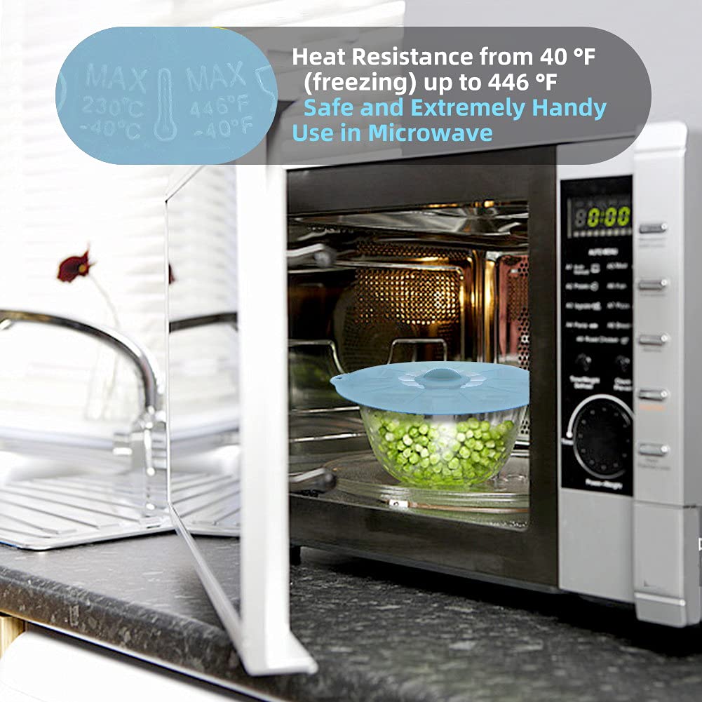 ANDYKEN 8-inch silicone lid keeps leftovers covered during reheating.