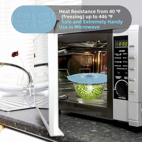 ANDYKEN 8-inch silicone lid keeps leftovers covered during reheating.