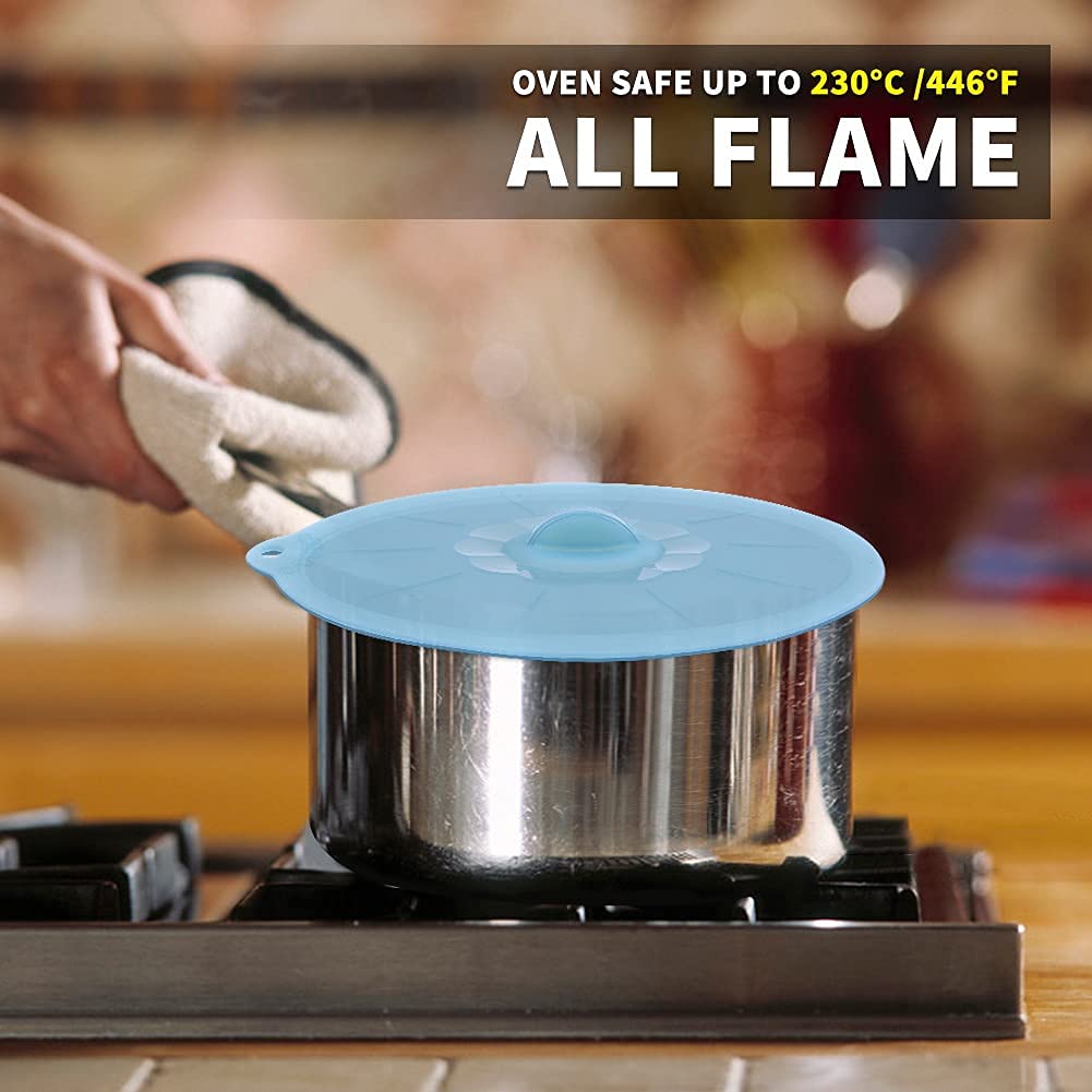 ANDYKEN silicone lid shown for microwave use to reduce splatter.